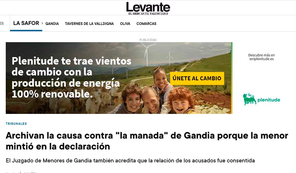Caso de la Manada en Gandia: la menor mintió en la declaración